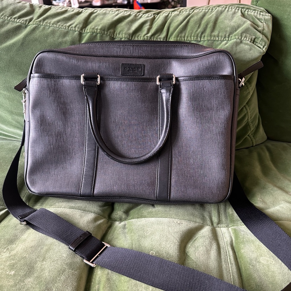 COACH Gray Leather Men's Briefcase / Laptop bag